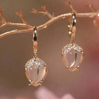 White Tulip Zirconia Earrings – Vintage, Sparkling, Women's