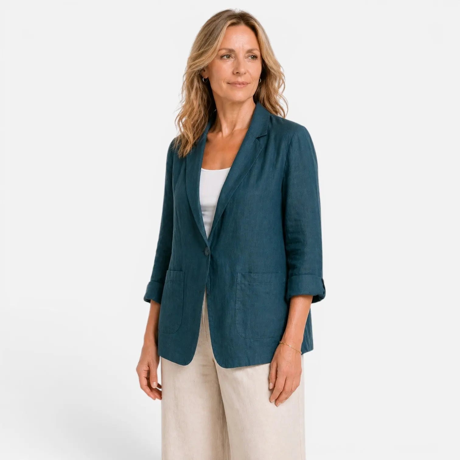Karla Langærmet Bomuldsblazer Dame – Tailored med Stilrent Snit  Panorla