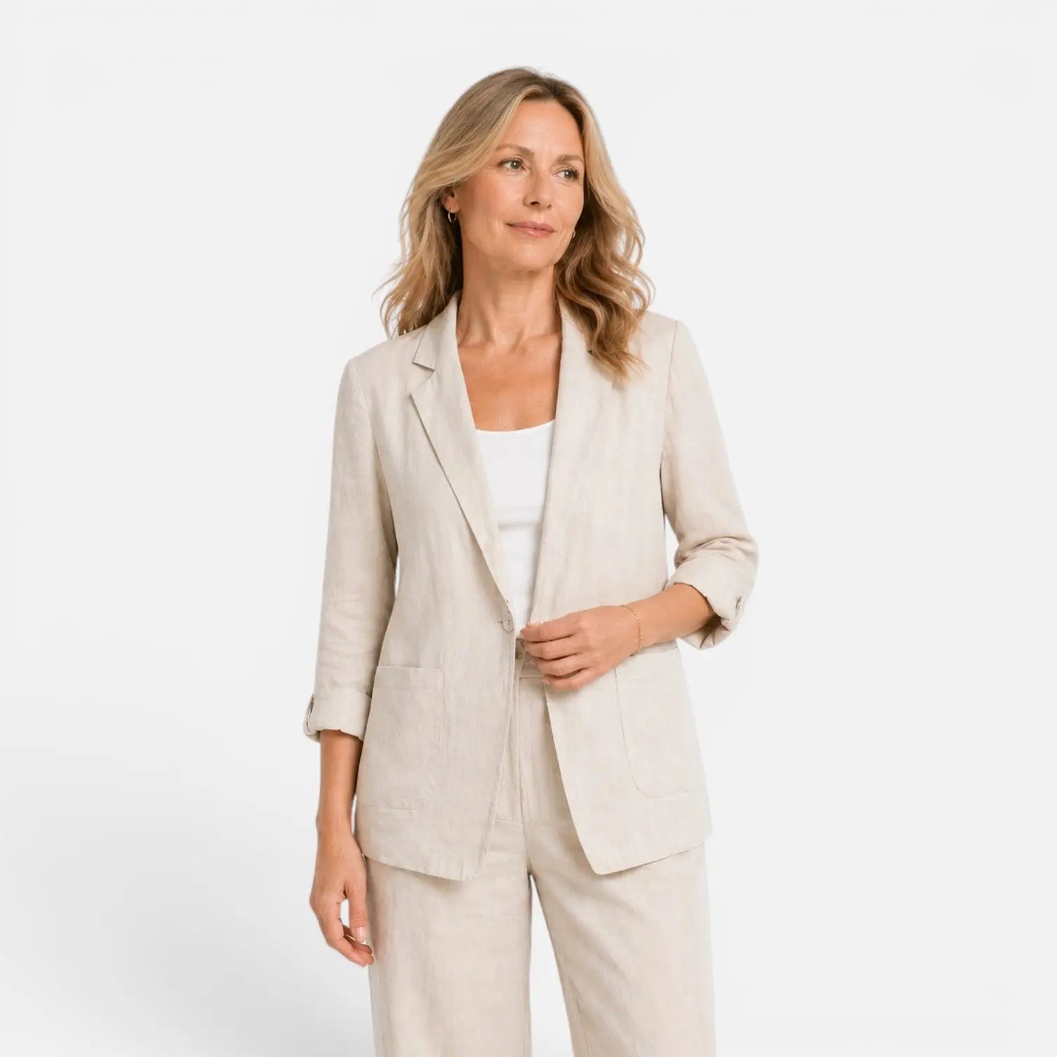 Karla Langærmet Bomuldsblazer Dame – Tailored med Stilrent Snit  Panorla