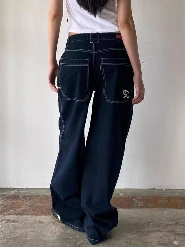 Baggy Jeans Women Wide Leg – Vintage Pocket Denim
