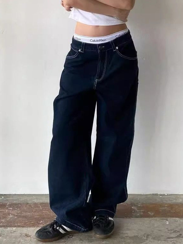Baggy Jeans Women Wide Leg – Vintage Pocket Denim