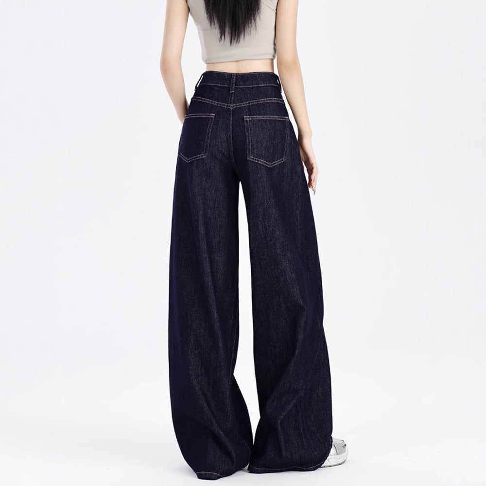 Baggy Jeans Dame Højtaljede – Wide Leg i Mørk Vask