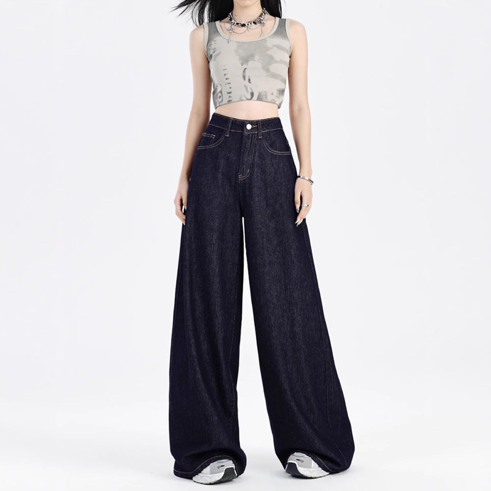Baggy Jeans Dame Højtaljede – Wide Leg i Mørk Vask