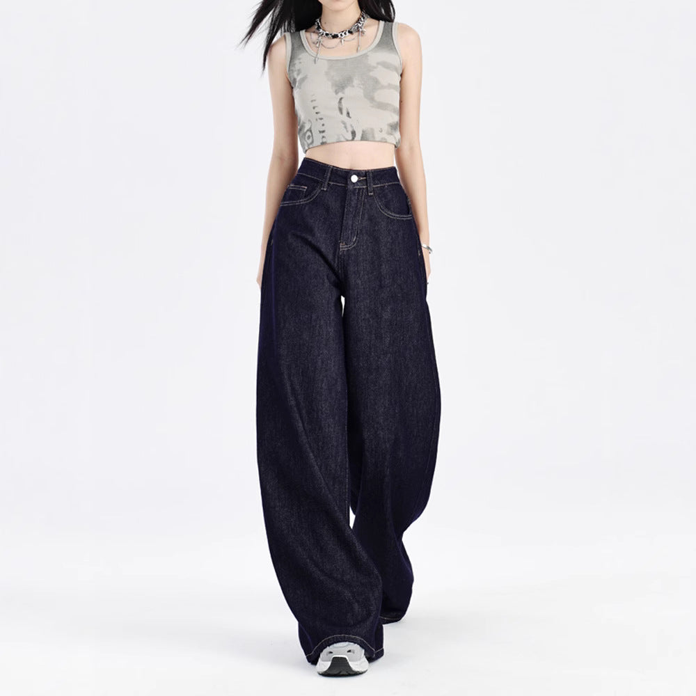 Baggy Jeans Dame Højtaljede – Wide Leg i Mørk Vask