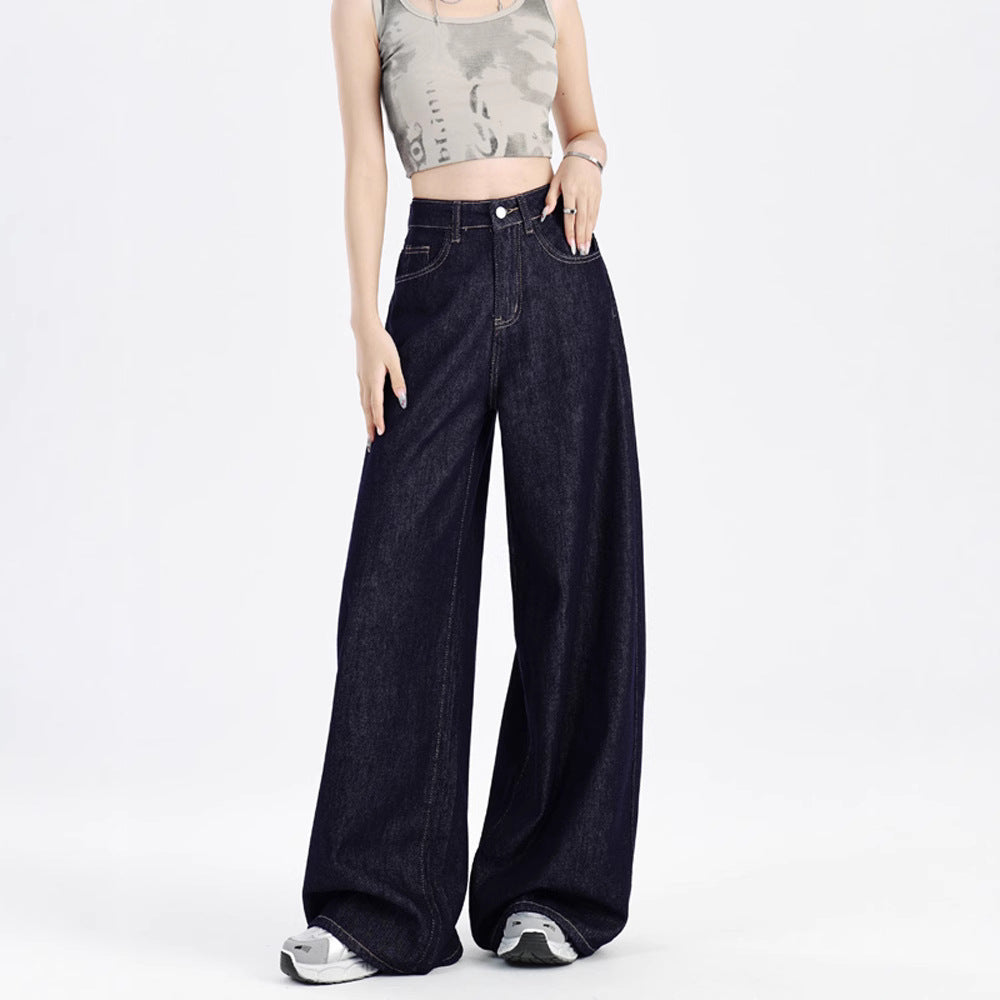 Baggy Jeans Dame Højtaljede – Wide Leg i Mørk Vask