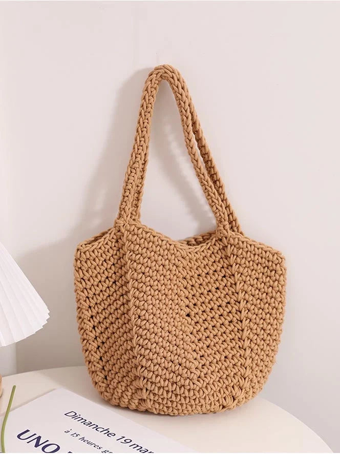 Hæklet Bucket Bag Dame – Strandtaske med Skulderrem