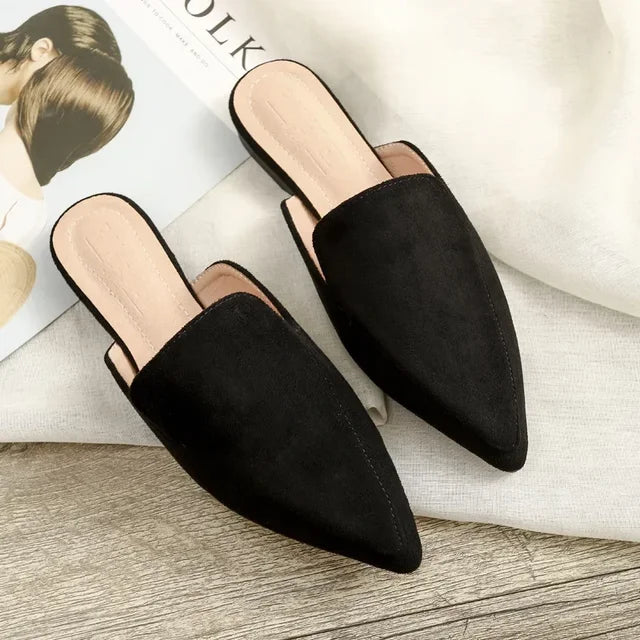Casual Mules Dame – Spids Tå Slip-On med Blokhæl