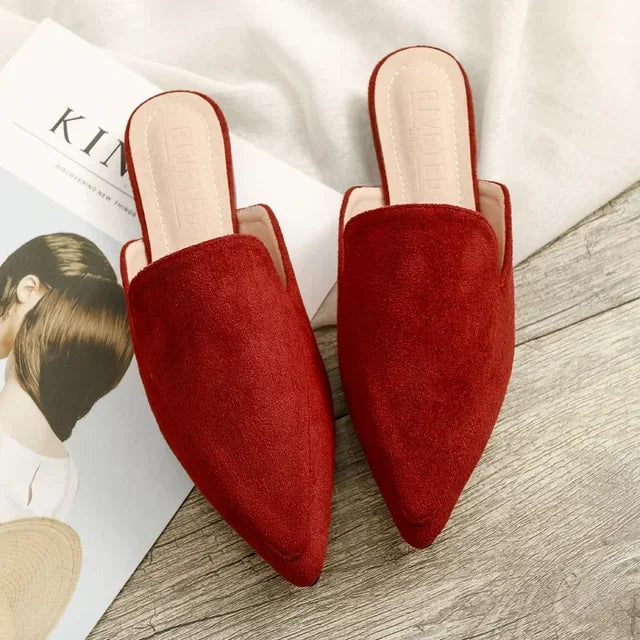 Casual Mules Dame – Spids Tå Slip-On med Blokhæl