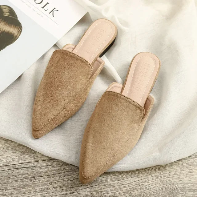 Casual Mules Dame – Spids Tå Slip-On med Blokhæl
