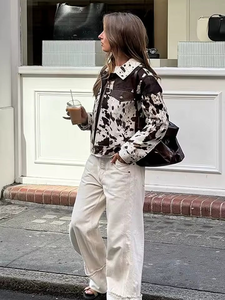 Stella | Vinterjakke Dame med Boxy Silhuet & Grafisk Koprint | Let og Trendy Lag til Efterårsbrug 4