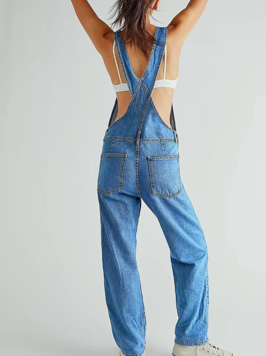 Denim Jumpsuit Dame – Straight Leg Buksedragt til Hverdag