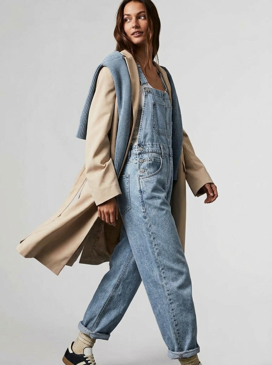 Denim Jumpsuit Dame – Straight Leg Buksedragt til Hverdag