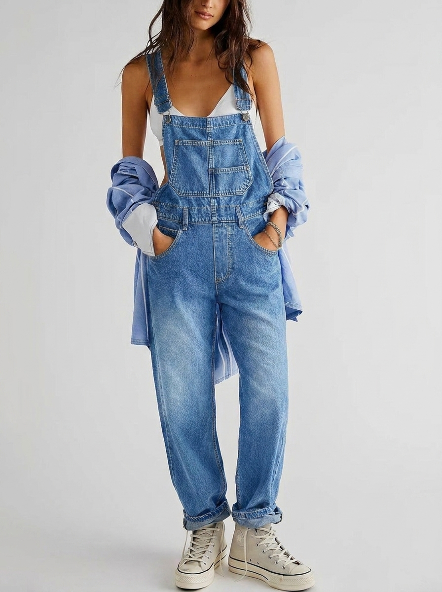 Denim Jumpsuit Dame – Straight Leg Buksedragt til Hverdag
