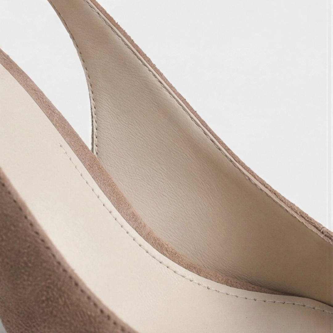Slingback Pumps Women – Taupe Suede Pumps with Pointed Toe