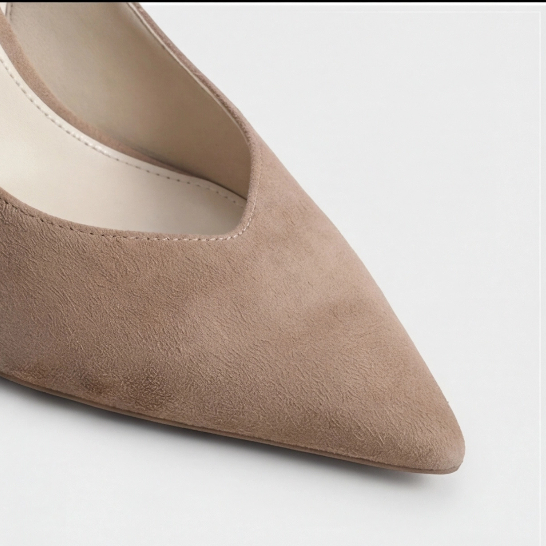 Slingback Pumps Women – Taupe Suede Pumps with Pointed Toe