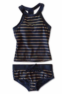 Tankini Sæt Dame 2-Delt – Racerback Strandbadetøj med Striber