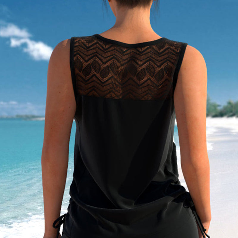Tankini Set Women 2-Piece – Criss-Cross Neck Beach Swimwear with Shorts